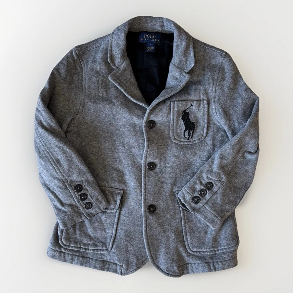 Blazer Chaqueta Polo Ralph Lauren Niños Big Pony Talla 5 Abrigo Deportivo. Gris ~ Precio de venta sugerido por el fabricante 195 USD Foto 2 de 4