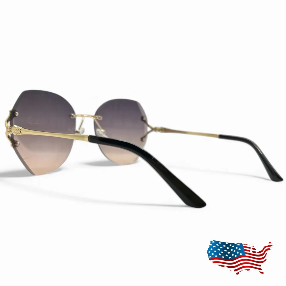 Óculos de sol grande sem moldura – design elegante, sofisticado e elegante com moderno - Imagem 3 de 4