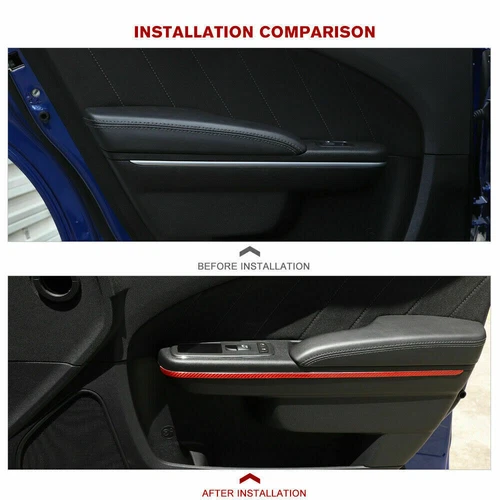 Cubierta decorativa de tira de puerta roja de fibra de carbono para Dodge Charger 2015+ accesorios - Imagen 2 de 10