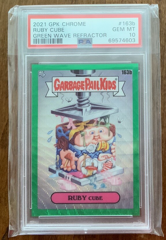 GARBAGE PAIL KIDS Ruby Cube 140/299 PSA 10 2021 Green Refractor #163b Sticker  
