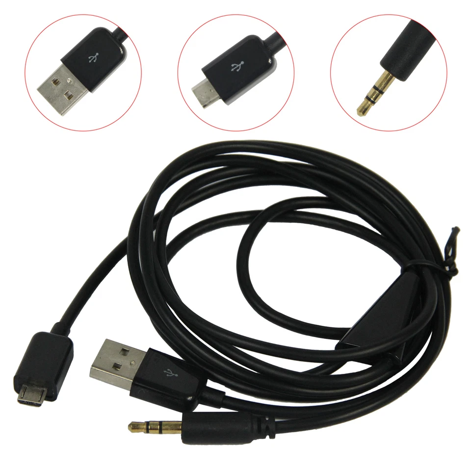 Voiture Aux Audio Musique Micro USB Charge Câble Samsung Galaxy S3 S4 S5 HTC - Photo 2/4