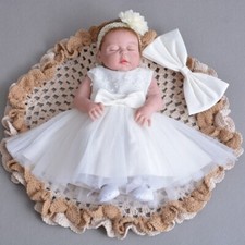 Sale Elegant Beaded Christening Gown Lace Baptism Dress Embroidery Dress
