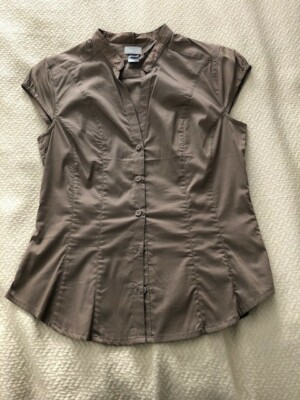 H&M V-Neck Button-Down Sleeveless Top, Size 6, Bronze/Brown