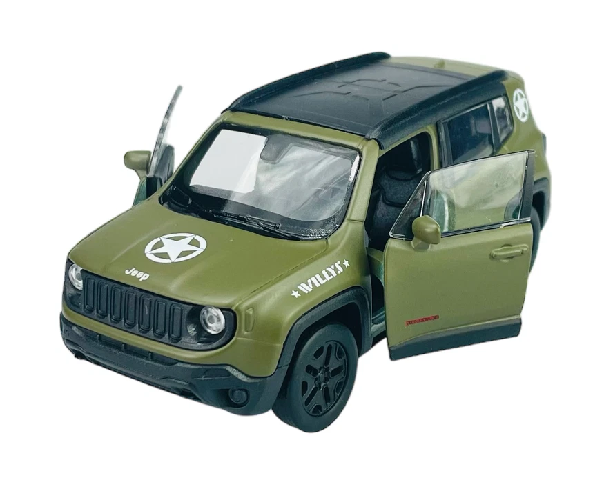 WELLY JEEP RENEGADE TRAILHAWK GREEN MILITARY 1:34 DIE CAST METAL MODEL NEW  BOX