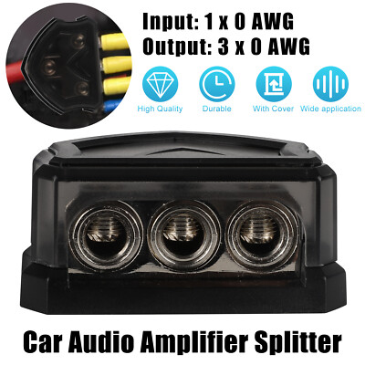 1 x 0 Gauge input 3 x 0 Gauge Output Audio Power Ground Amp Distribution Block