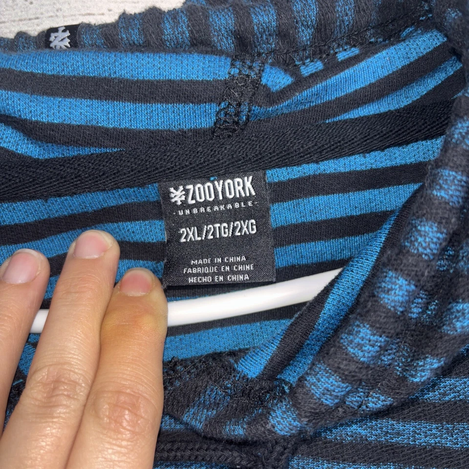 Zoo York Para Hombres XXL Sudadera con Capucha Manga Larga Azul/Negro Rayas Moda Hipster Patinador Foto 4 de 4