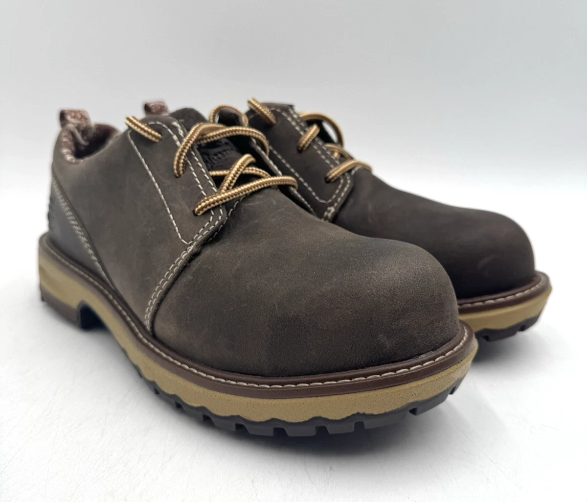NUOVA scarpa da lavoro Timberland HIGHTOWER Oxford da donna antinfortunistica marrone taglia US 6 Medium
