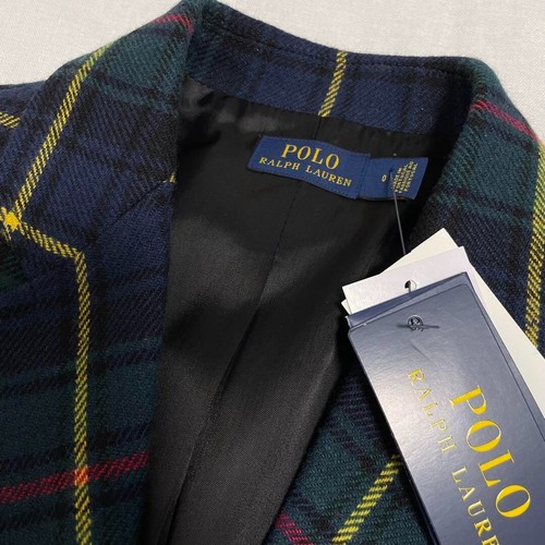 POLO RALPH LAUREN Single Jacket Wool Tartan Check Women Size 0 Multicolor - Picture 6 of 9