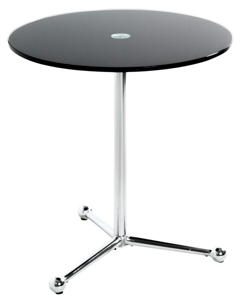 Beistelltisch Wohnzimmertisch Couchtisch Stahl Glasplatte Schwarz Rund Ø 45 Cm-image