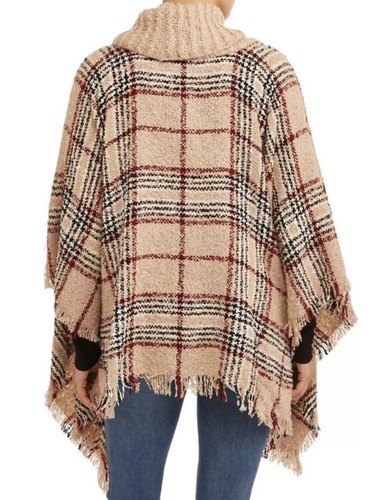 Time And Tru Comfy And Cozy Cowl Neck Sweater Poncho Plaid - Picture 2 of 12
