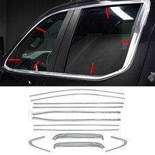 12pcs Window Sill Strips Decor Trim Chrome For 2020-2024 Chevy Silverado 1500
