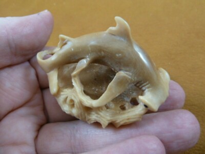 (tb-shark-1) little Hammerhead shark Tagua NUT palm figurine Bali shaks