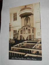 ALMA ME - 1940 REAL PHOTO POSTCARD - OLD MEETING HOUSE INTERIOR - RPPC