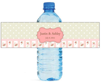 100 Shabby Chic Wedding Anniversary Engagement Party Water Bottle Labels 8''x2''