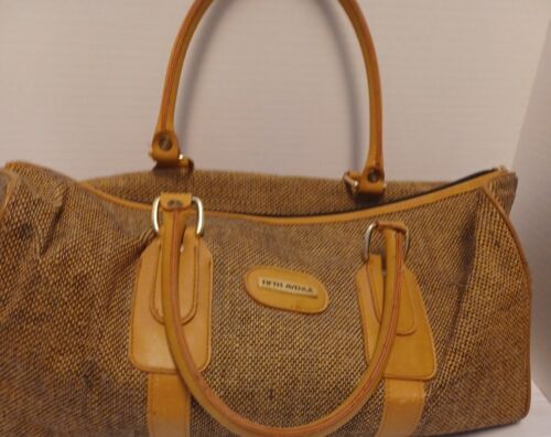 Vintage Fifth Avenue Brown Tweed Overnight Bag 17.5"x11"X9" Aprox.  - Picture 1 of 5