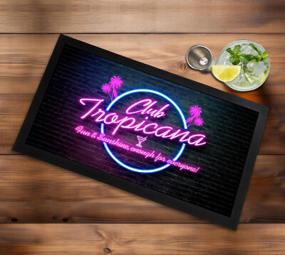Artylicious Club Tropicana Bar Läufer-Set Mit 4 Untersetzern Neon Cocktail