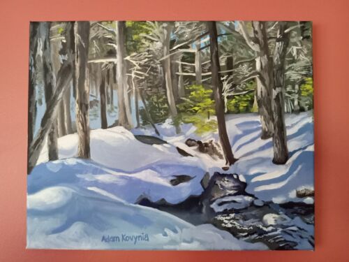 Winter in Peterson Park original oil painting Wolcott Connecticut New England