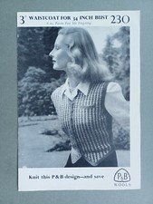 "PATONS & BALDWINS" 1940s KNITTING PATTERN - PATTERNED WOMAN'S WAISTCOAT