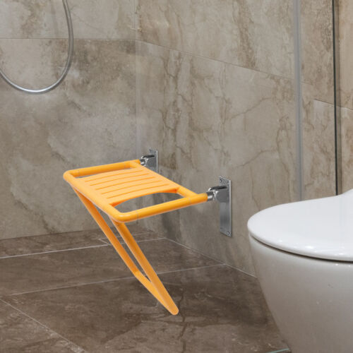 200kg Klappbarer Duschsitz Dusch Klappsitz Wandmontage Duschhilfe Gelb Edelstahl - Bild 1 von 15