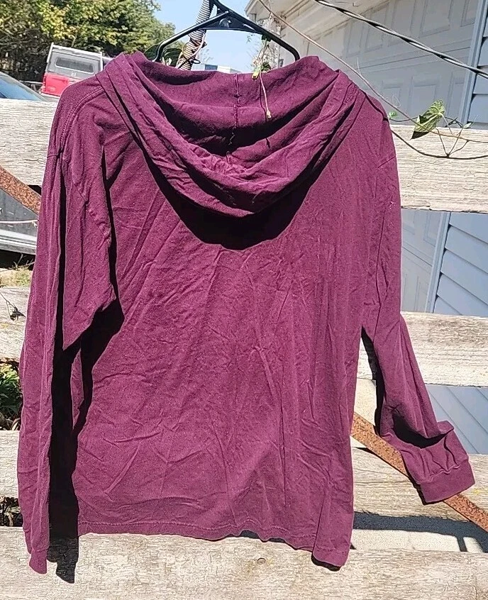 UNDERCOVER T shirt manica lunga oversize bordeaux VS ROSA felpa con cappuccio taglia Lg logo metallizzato ologramma