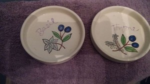 Herbal Prep Dishes:  Basil and Thyme--Perfect Addition To Your Kitchen!