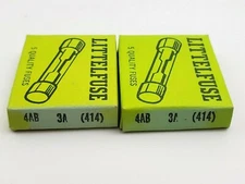 Lot of 10 Littelfuse 4AB 3A 250V 9/16" x 1-1/4" Ceramic Fuses 3 Amp Vintage 414