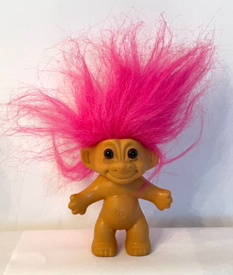 Vintage Russ Troll Doll  Nude with Pink Hair - Body 3'' Tall, Hair add another 3''