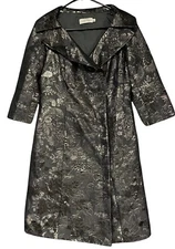 Rickie Freeman By Teri Jon Jacquard Shirtdress Brocade Gold Black Sz 4 Metallic