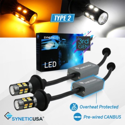 3157 Error Free Type-2 Switchback White/Amber Dual Color LED Turn Signal Bulbs