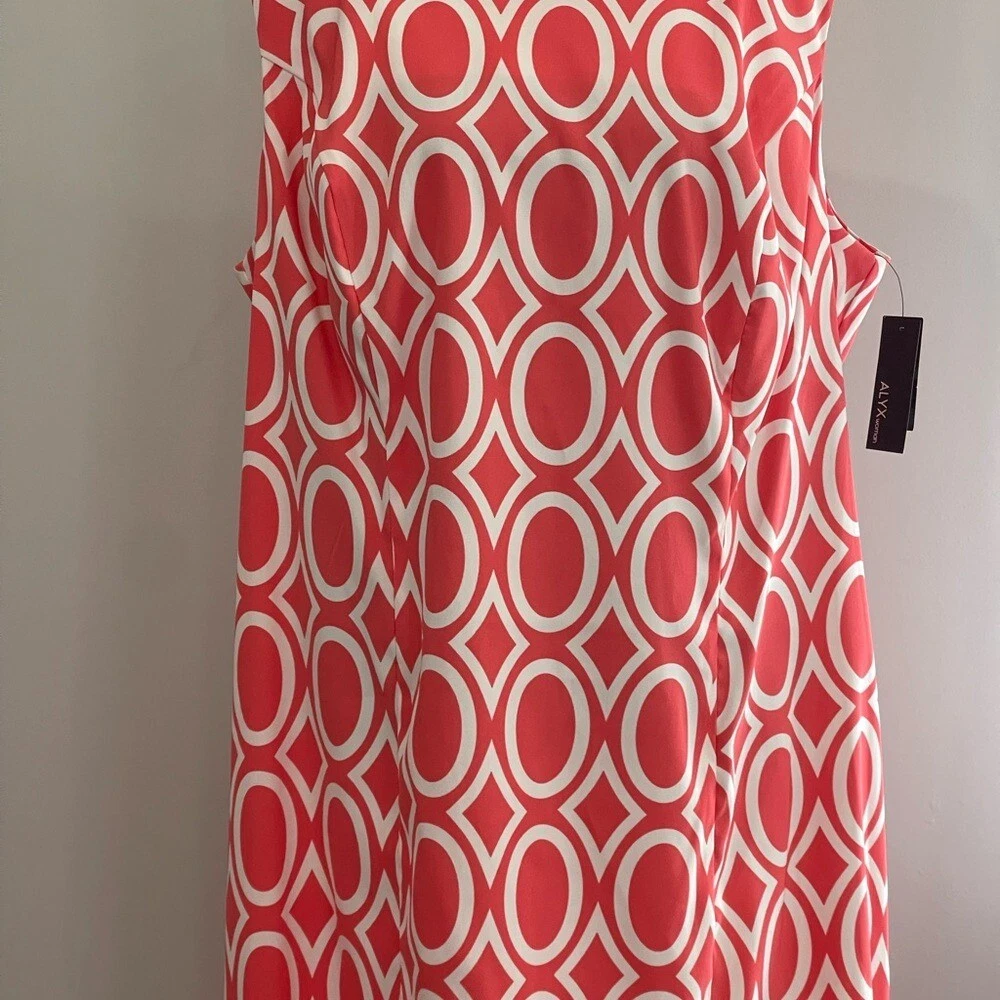 Nuovo Alyx 20W corallo bianco geometrico senza maniche cerniera posteriore con elastico 543