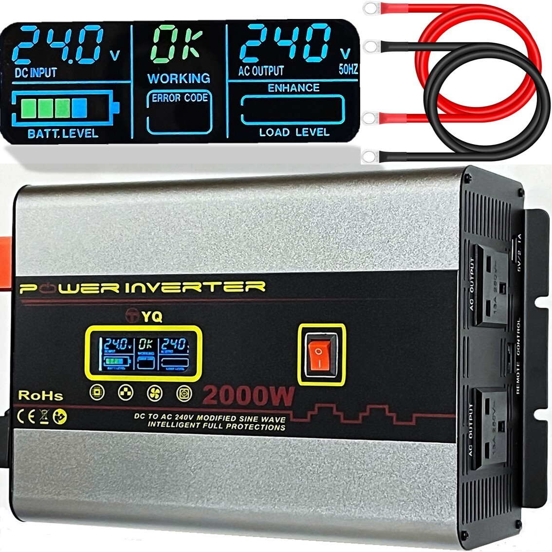 YQ Power Inverter 24V to 240V 2000W 4000W Converter for Truck Lorry Microwave