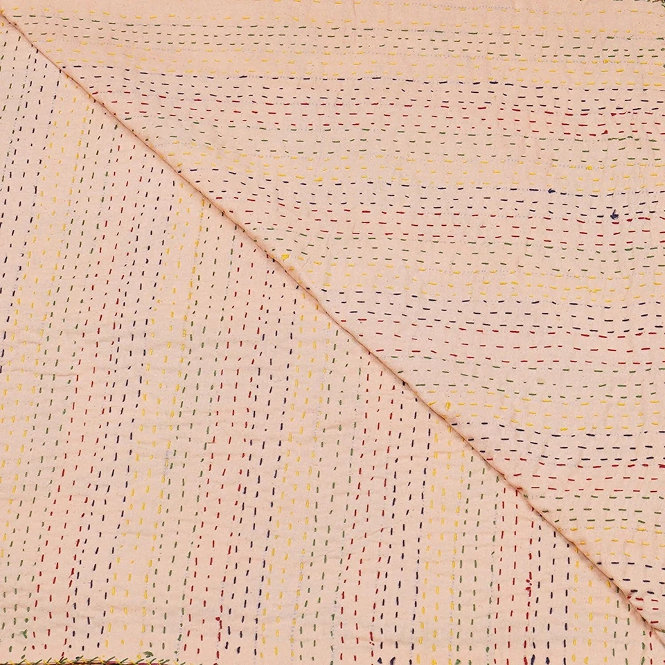 Colcha 100 % algodón Kantha edredón estampado de frutas colcha King Throw indio Gudari Foto 4 de 4