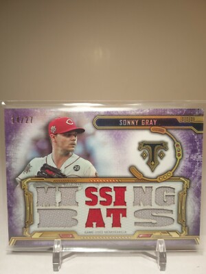 2020 Triple Threads Missing Bats Sonny Gray Amethyst 2 Color Game Used 14/27 SP