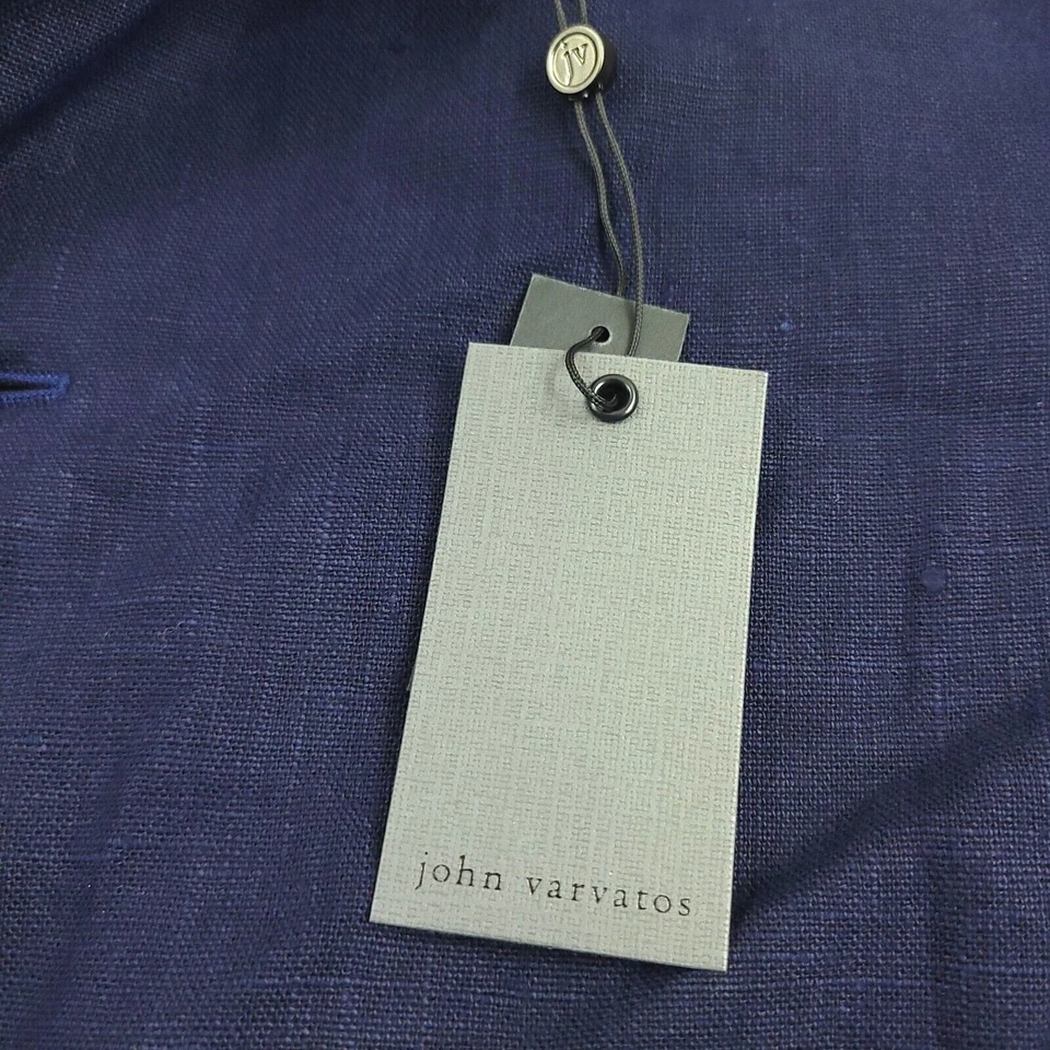 $1498 John Varvatos Collection Blue Reversible Linen Trench Coat Mens (48) US 38 - Image 3 of 4