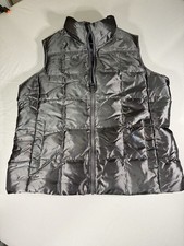 Lands  End Youth L 14-16 Down Puffer Vest Charcoal Gray Quilted