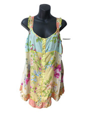 Johnny WAS 100 Silk Floral BOHO Blouse Cami Top L