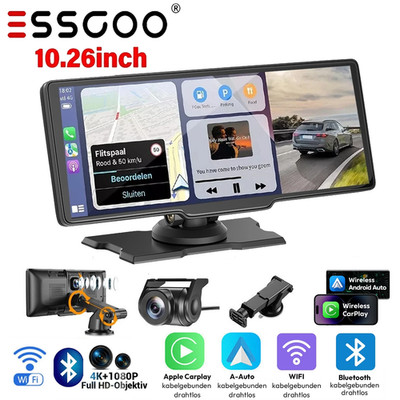 10,26'' Apple Carplay Android Auto 4K DVR Dashcam Tragbar Autoradio Touchscreen