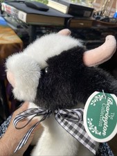 Vtg USA Bearington Collection Tipper Cow Plush Stuffed Animal Black White