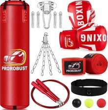 Boxsack Set 120cm PU Heavy Duty mit 12OZ Boxhandschuhen für MMA Kickboxen Home