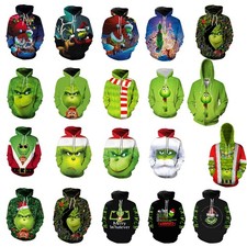 Herren Damen 3D Grinch Kapuzen Sweatshirt Kap...