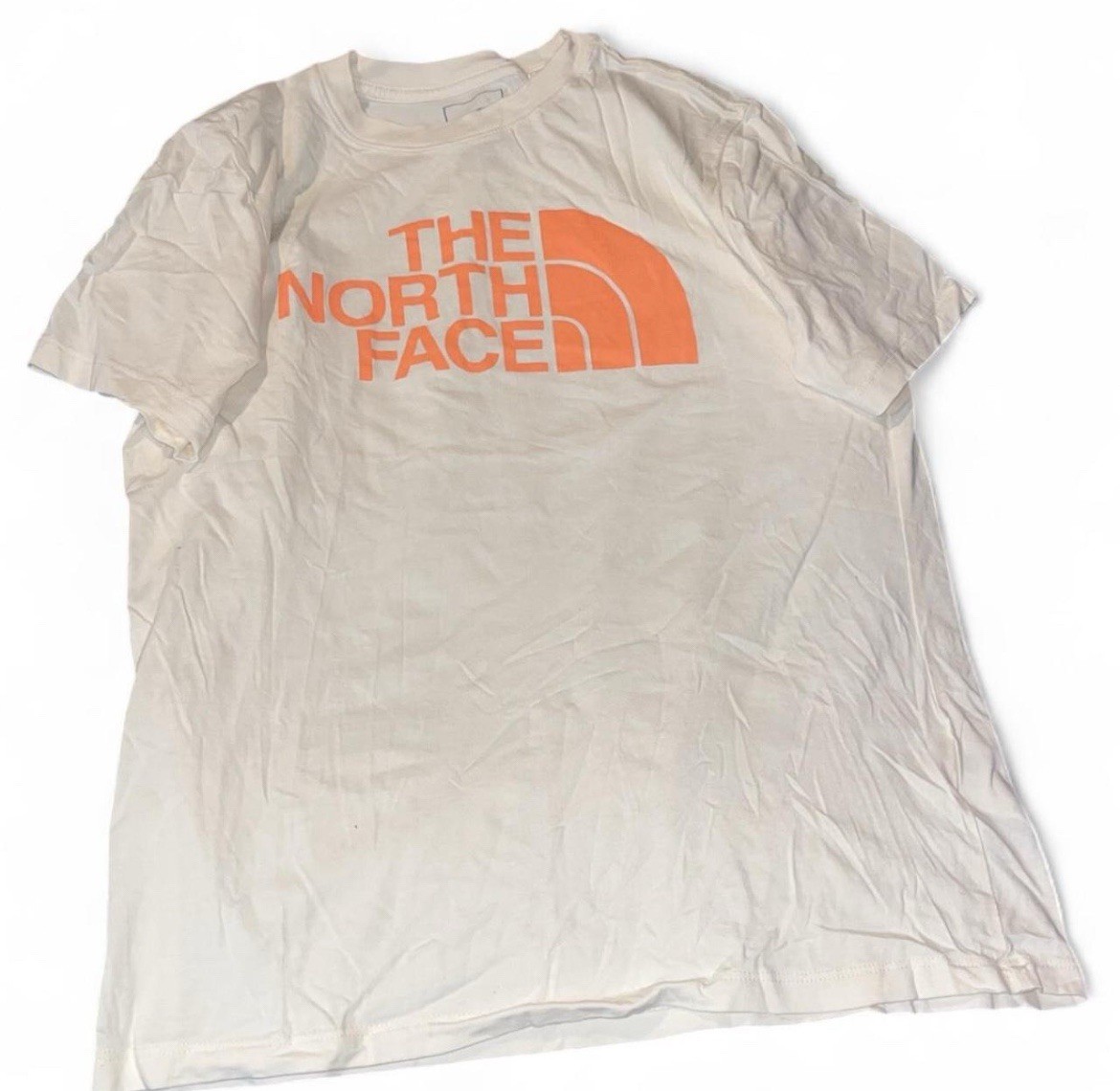 The North Face White Graphic Tee Men’s Small – Orange Logo Streetwear