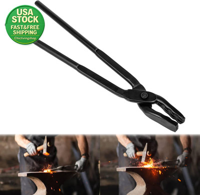Blacksmith Tongs Wolf Jaw 17 Inch Steel Long Handle Blacksmithing Tool 1