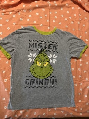 Men s Medium Mister Grinch T-Shirt with Ugly Sweater Design Christmas Tee