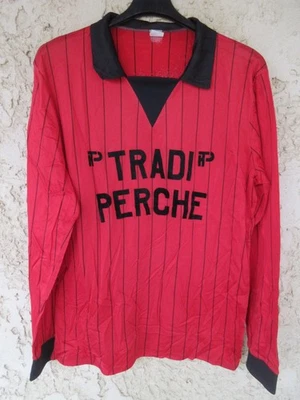 Maillot football TRADI PERCHE porté n°2 vintage shirt années 80 rouge nylon L - Photo 1/4