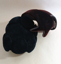 Pair 2 Vintage Velvet Crescent Hats Fabulous 1950s Fascinators Caplet Hats READ