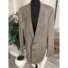 VTG Ermenegildo Zegna Silk Wool Blazer Brown Herringbone Sport Coat MadeinItaly