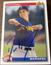 1992 Upper Deck DAVE FLEMING Rookie #4 🔥 Mariners  ⚾️ BEAUTIFUL Autograph 🔥⚾️