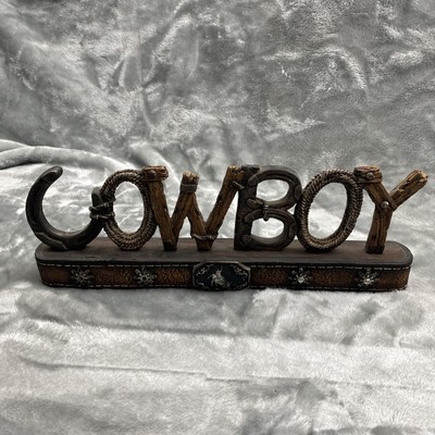 Cowboy Sign Desktop Spurs Buckle Horseshoe Figurine Western Moments Rustic
