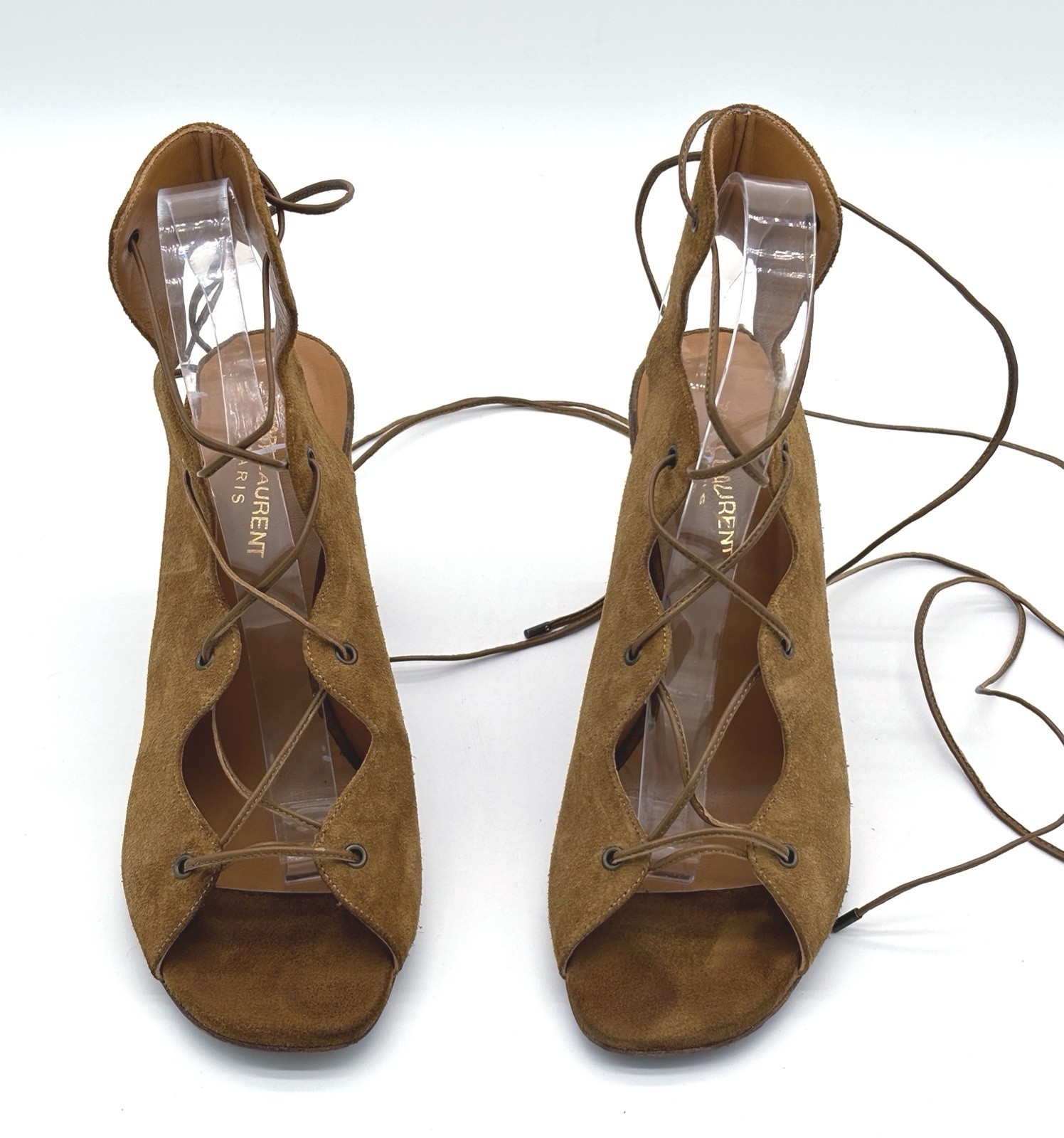 Scarpe sandali Saint Laurent YSL scamosciati stringati gladiatore tacco misura 39 euro