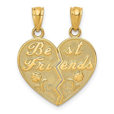 14k Gelbgold BESTE FREUNDE Herz auseinanderbrechen Anhänger s für Mama